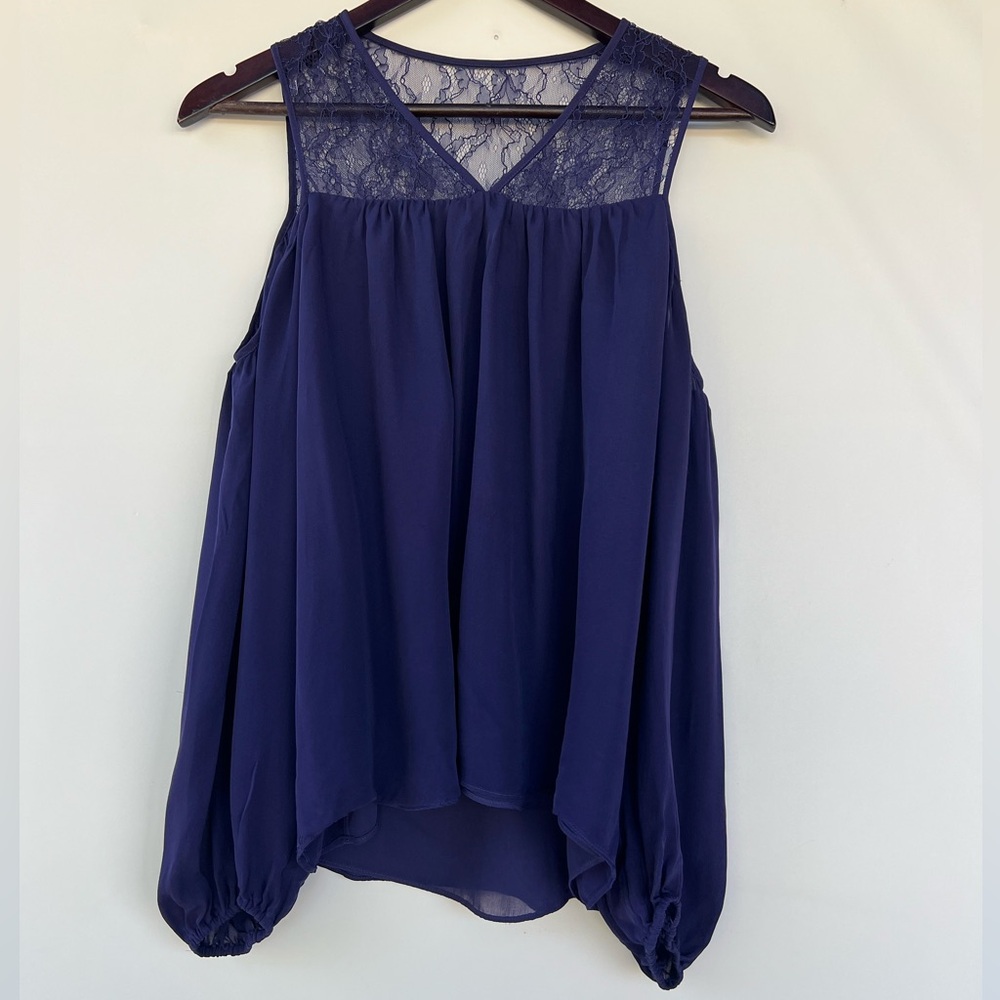 Parker Womens Aquarius‎ Lace Cold Shoulder Long Sleeve Silk Blouse Size XS